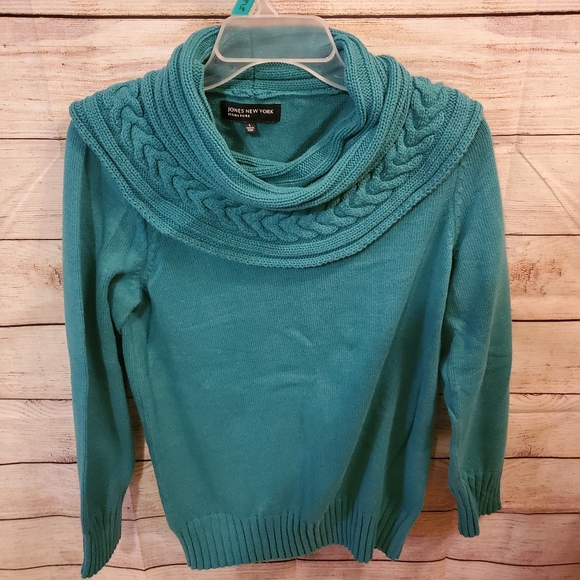 Jones New York Sweaters - Jones New York Teal Turtleneck Sweater Large